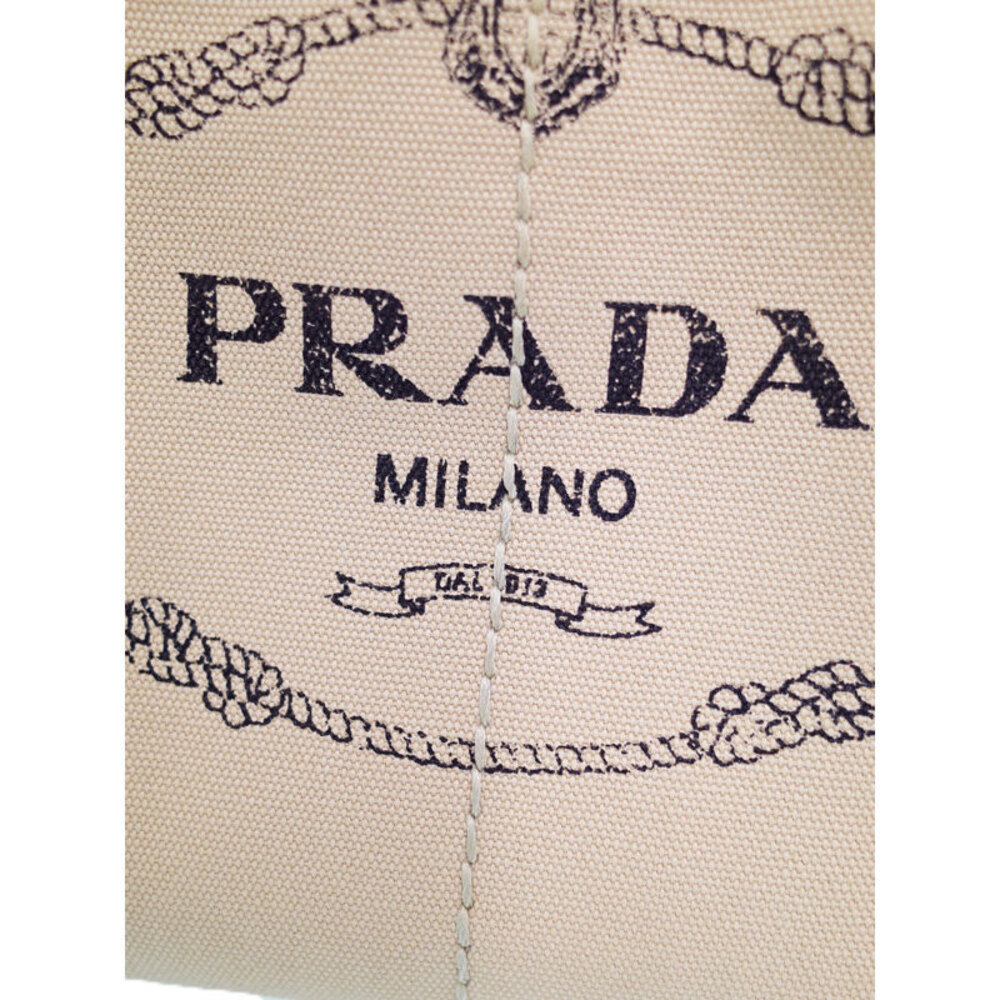 Prada Canapa Tote canvas handbag top handles 2way Beige Tan - Picture 5 of 9